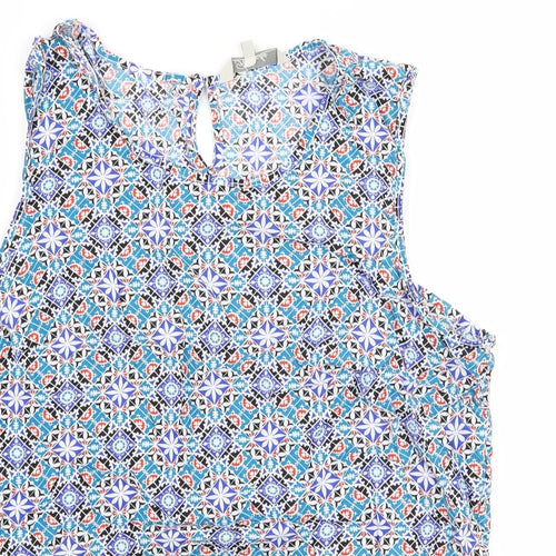 Peacocks Womens Multicoloured Geometric  Basic Tank Size 14