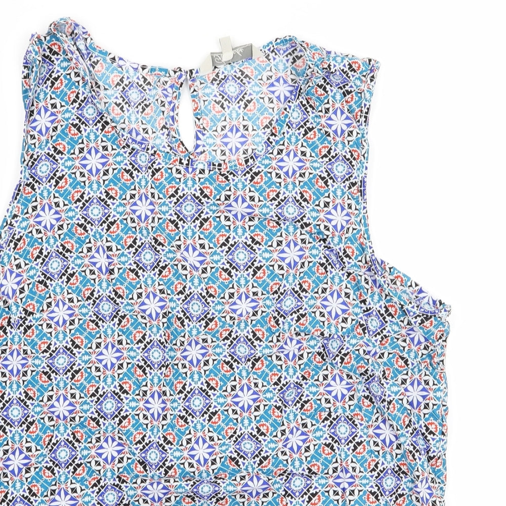 Peacocks Womens Multicoloured Geometric  Basic Tank Size 14