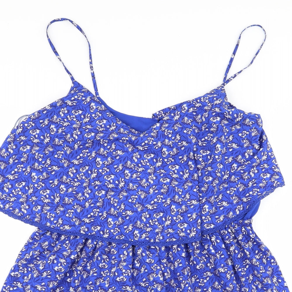 Debenhams Womens Blue Floral  Basic Tank Size 18