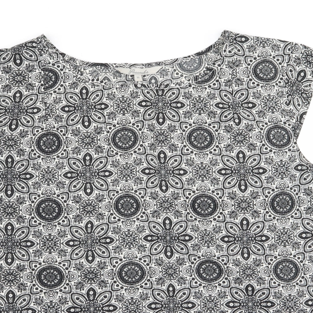 Peacocks Womens Multicoloured Geometric  Basic Tank Size 16