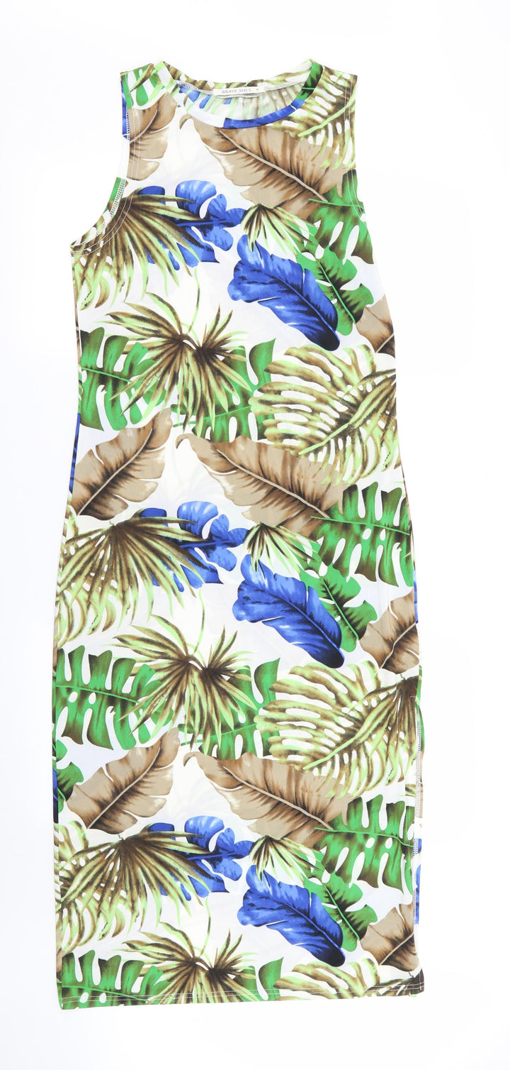 Brave Soul Womens Multicoloured Floral Pencil Dress Size M