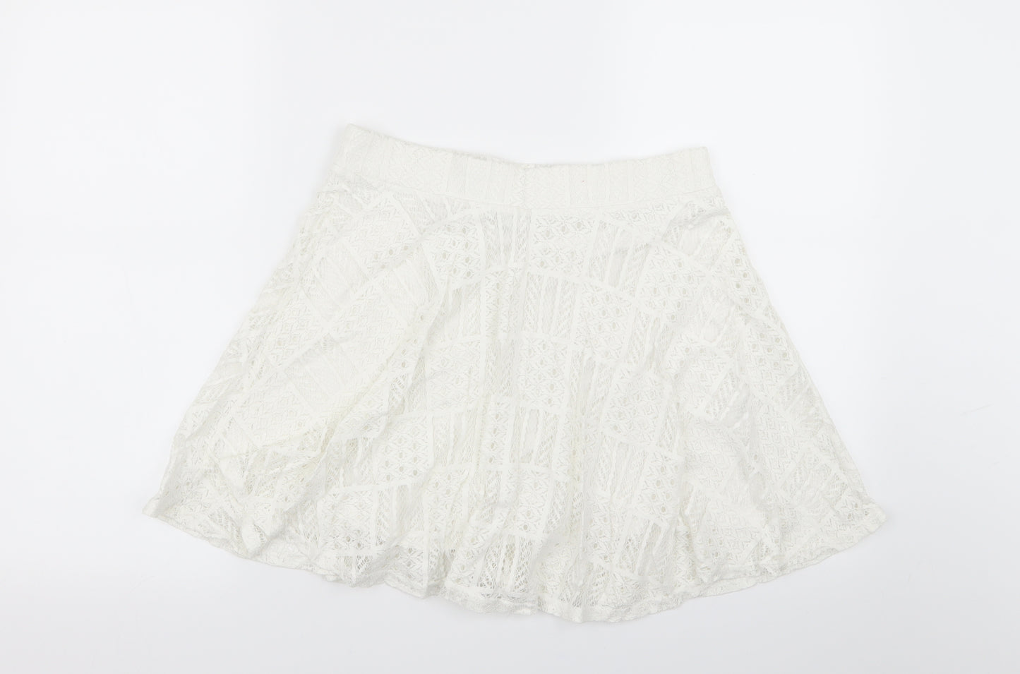 Cooperative Womens White Geometric  Mini Skirt Size M  - Stretch waistband