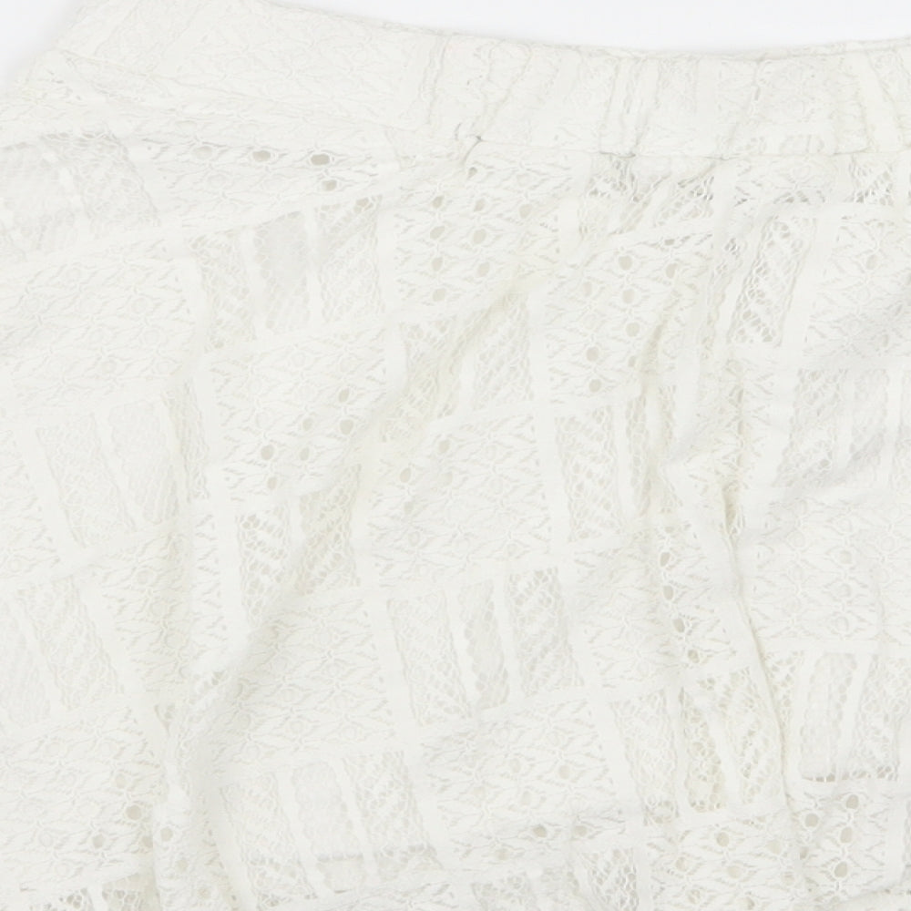 Cooperative Womens White Geometric  Mini Skirt Size M  - Stretch waistband