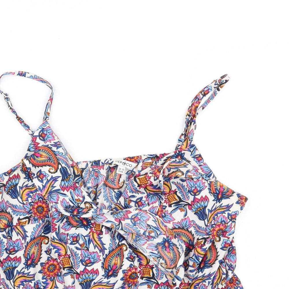 pep and co Womens Multicoloured Geometric  Basic Tank Size 16