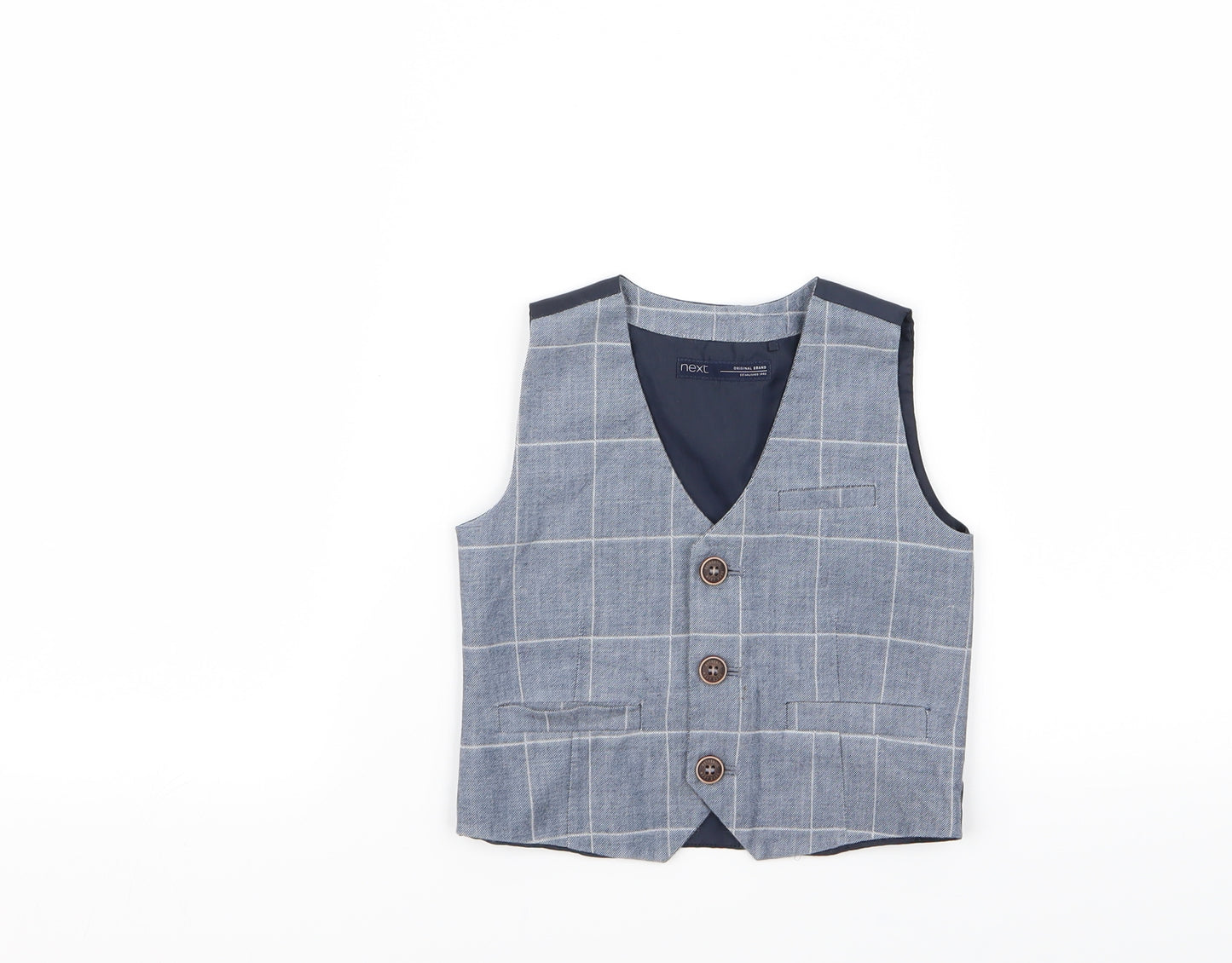 NEXT Boys Blue Check  Jacket Waistcoat Size 9-12 Months