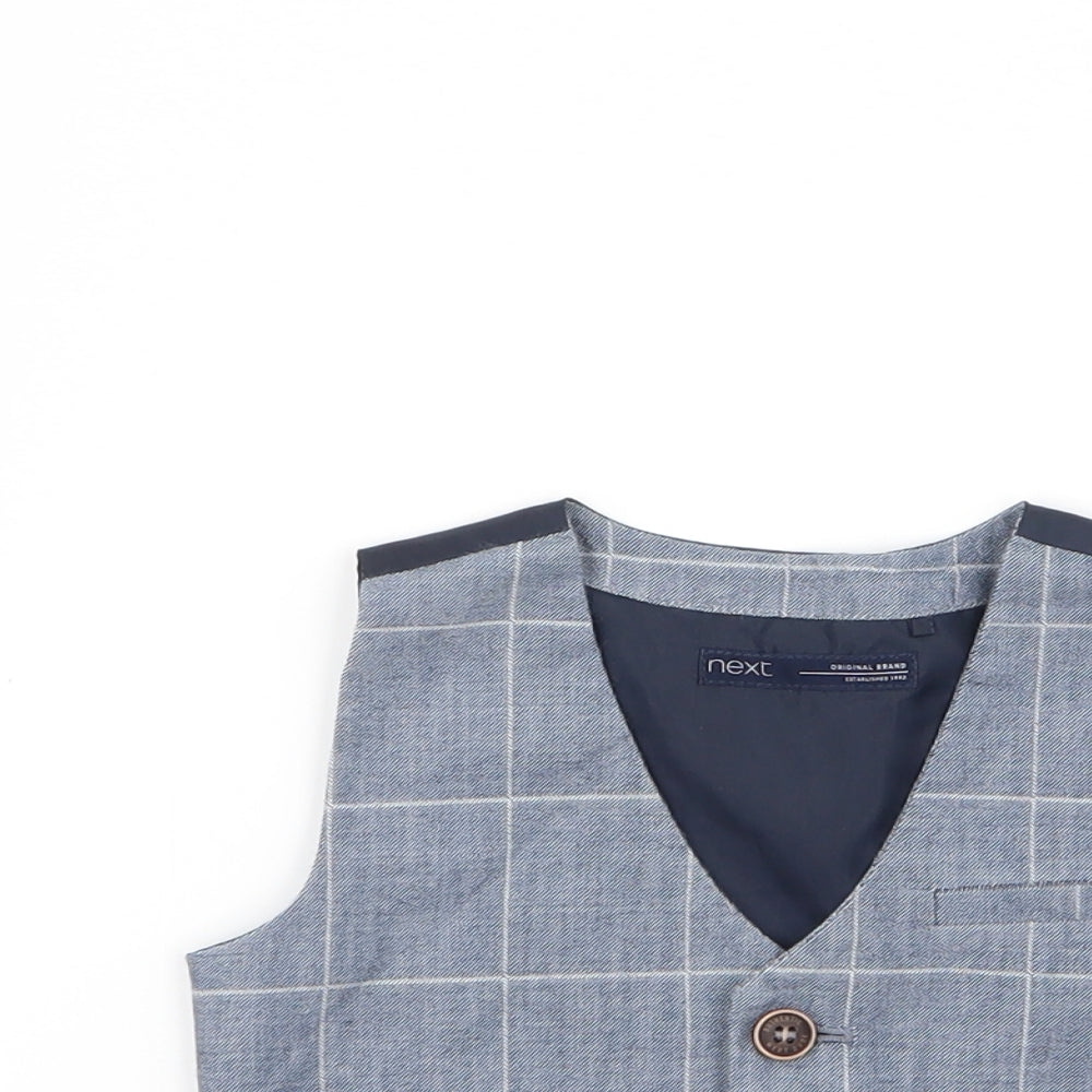NEXT Boys Blue Check  Jacket Waistcoat Size 9-12 Months