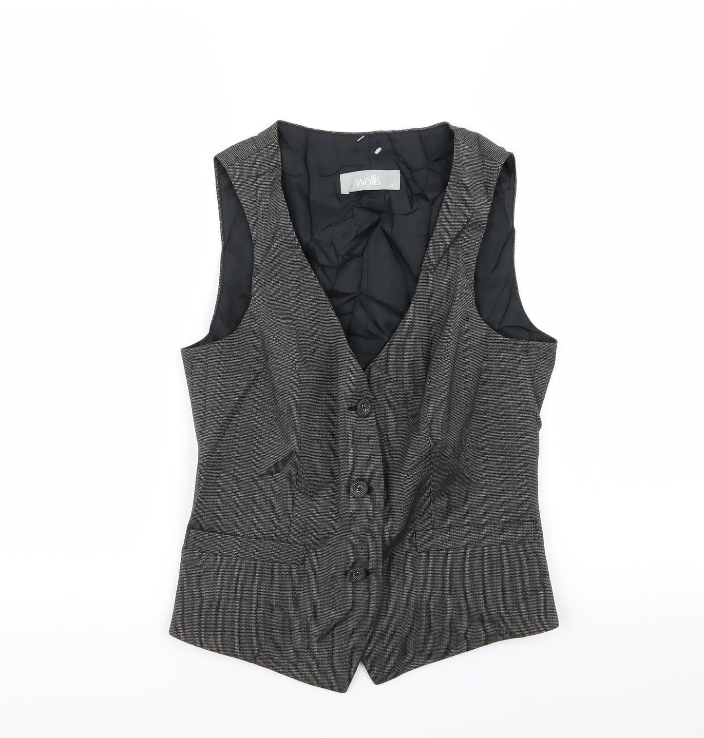 Wallis Womens Grey Houndstooth  Jacket Suit Waistcoat Size 8