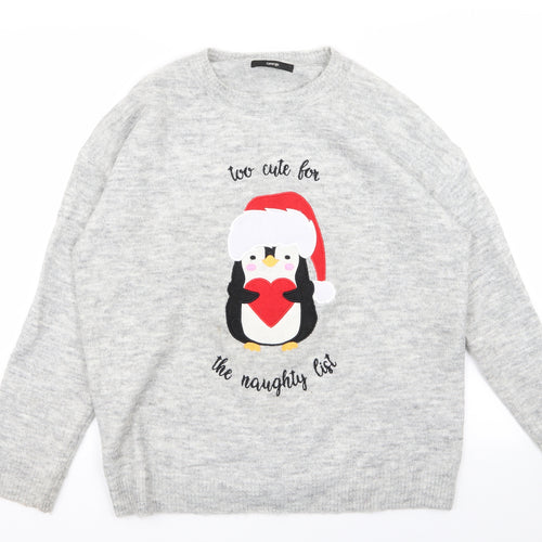 Asda George Womens Grey   Pullover Jumper Size L  - Christmas jumper