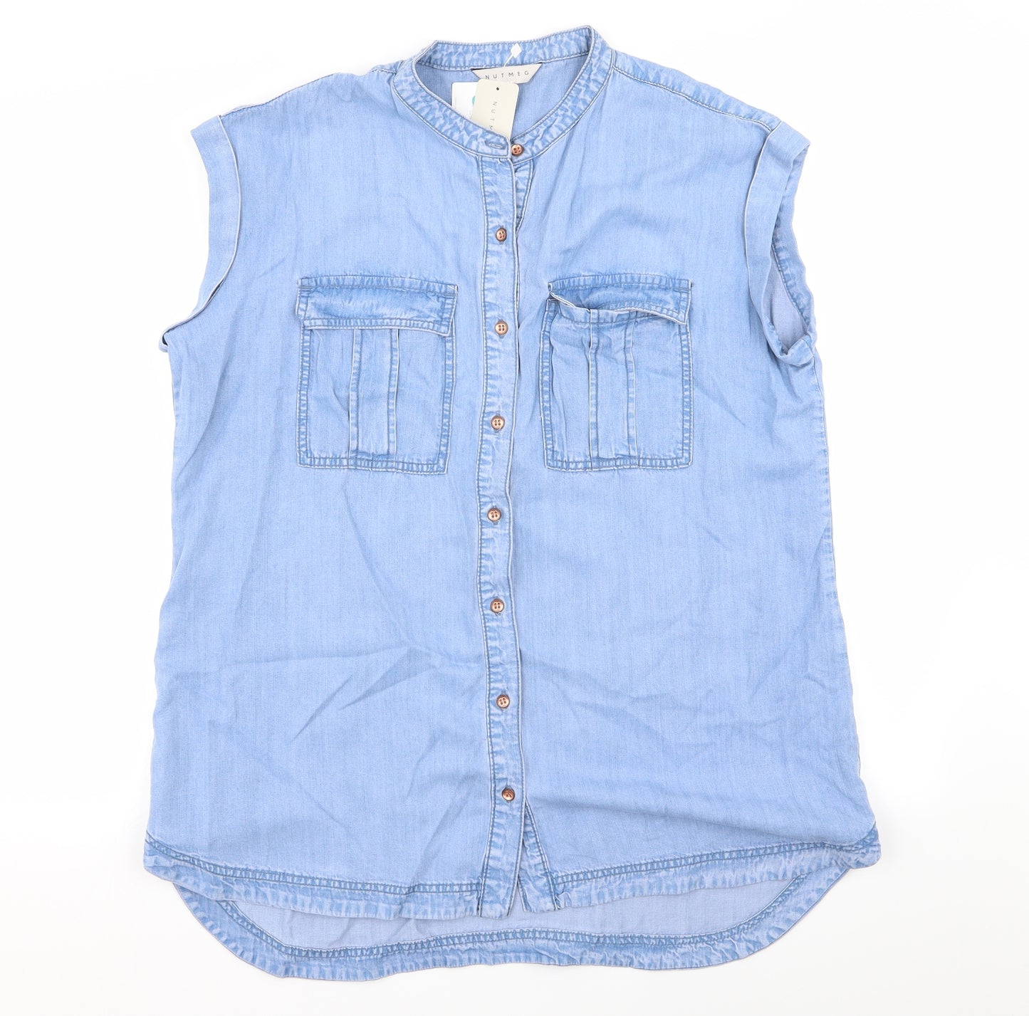 Nutmeg Womens Blue   Basic Button-Up Size 18