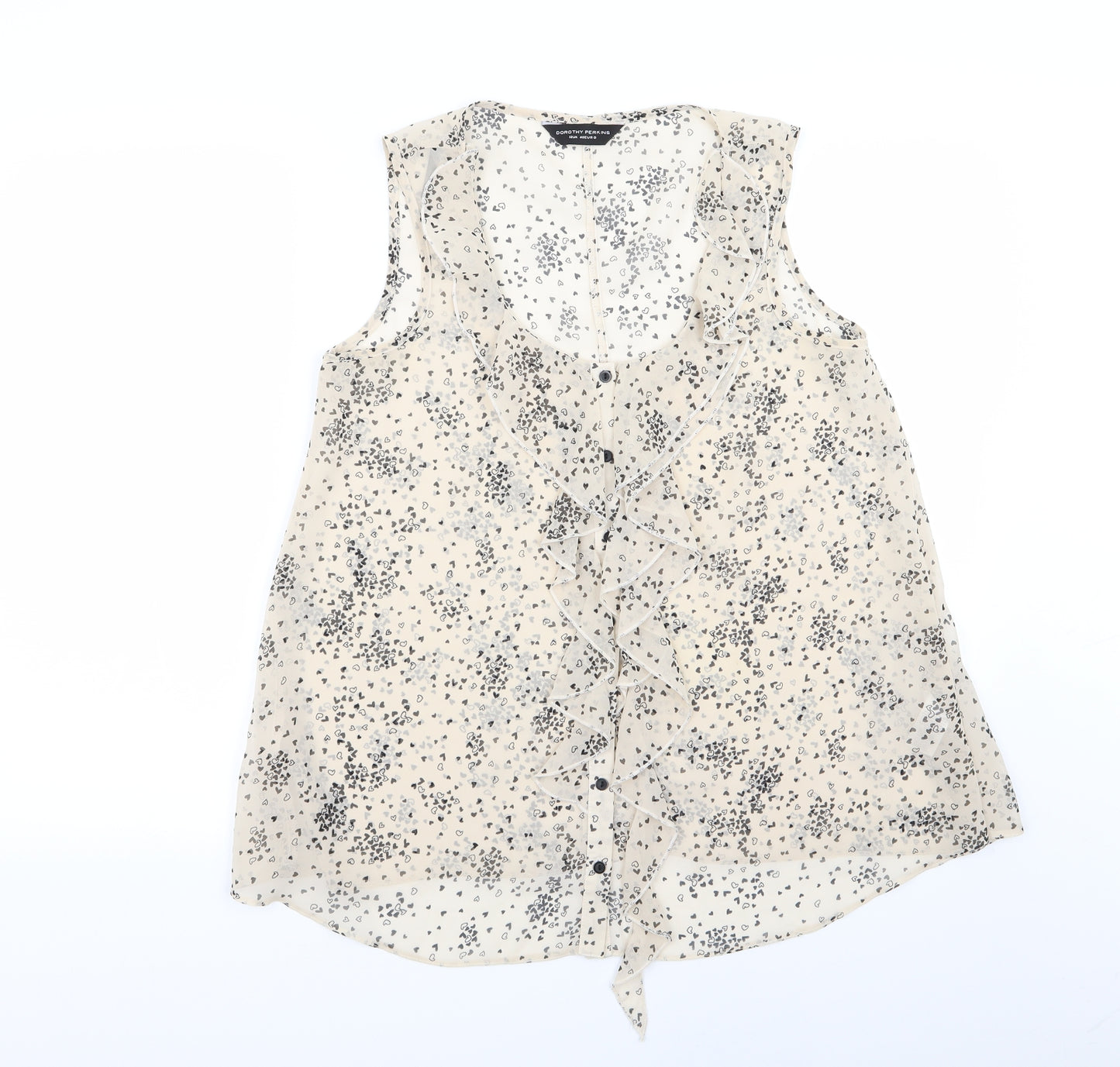 Dorothy Perkins Womens Beige   Basic Blouse Size 12  - Heart Detail