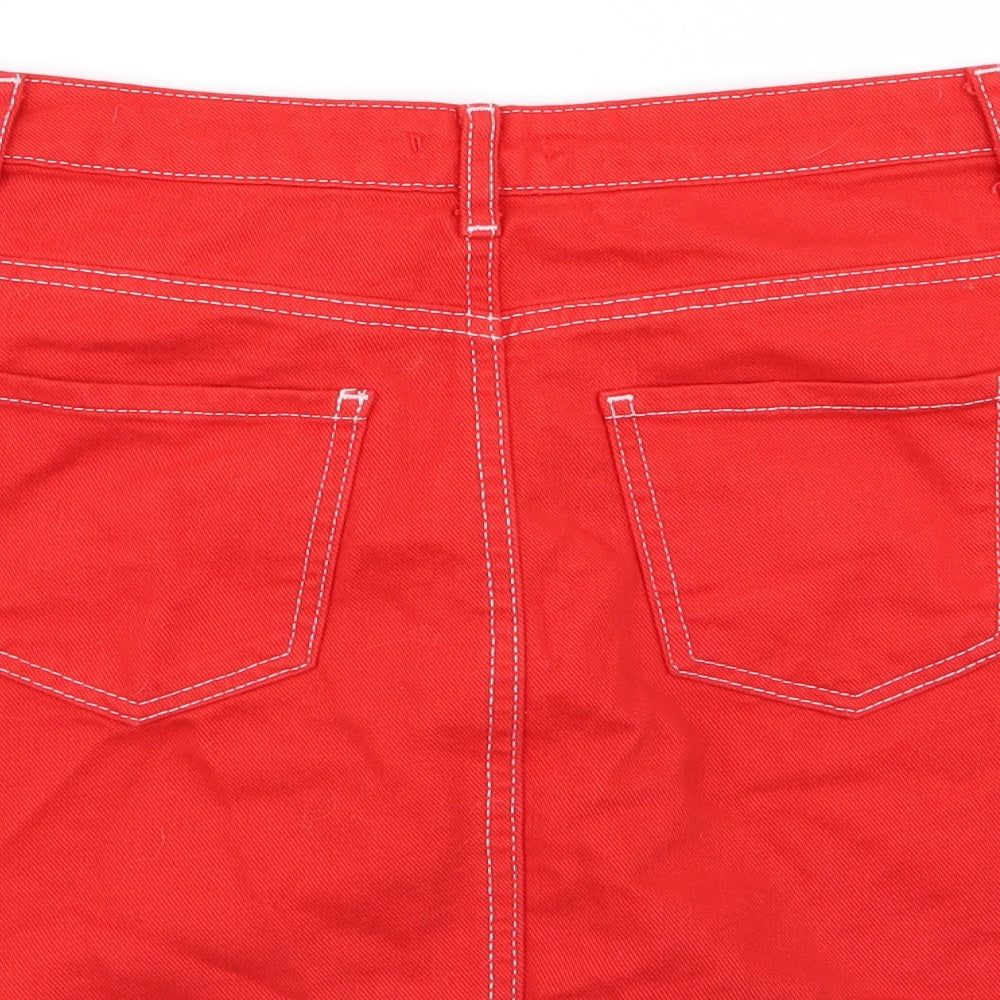 Boohoo Womens Red  Denim Mini Skirt Size 10