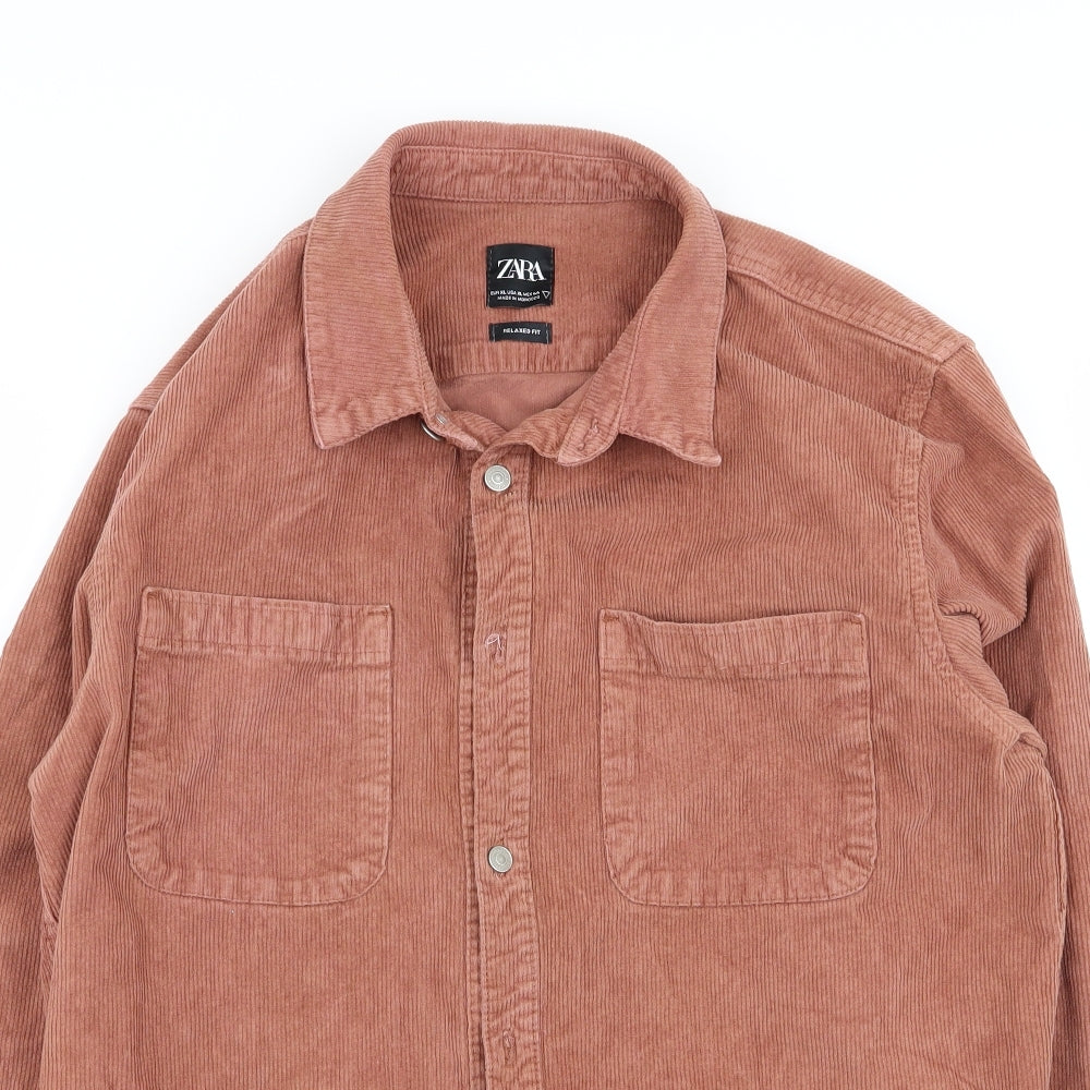 Zara Womens Brown   Basic Button-Up Size XL  - Overshirt