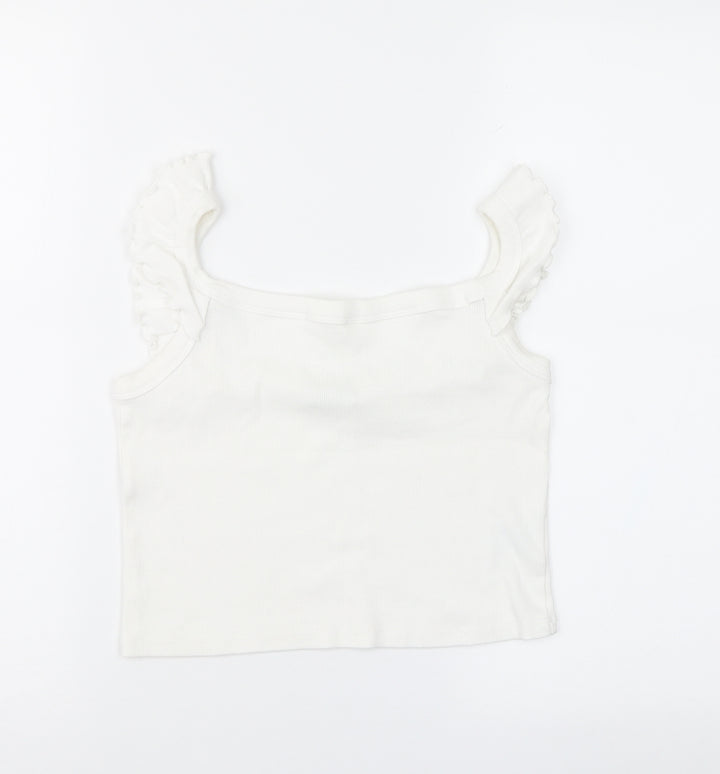 Brave Soul Womens White   Cropped Blouse Size S