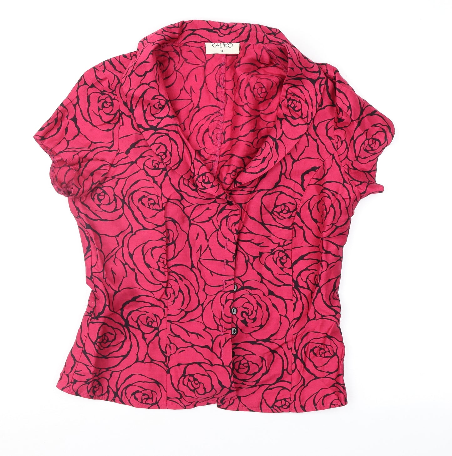 Kaliko Womens Pink Floral  Basic Blouse Size 10