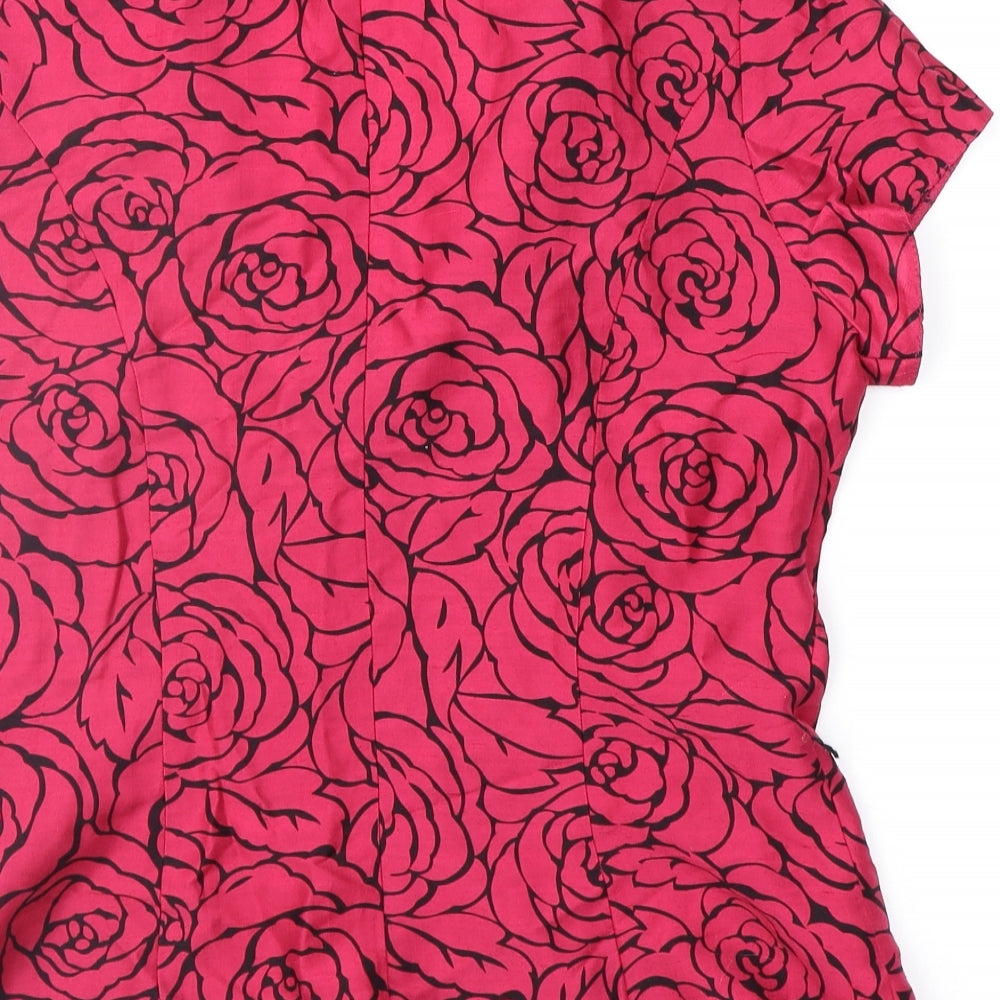 Kaliko Womens Pink Floral  Basic Blouse Size 10