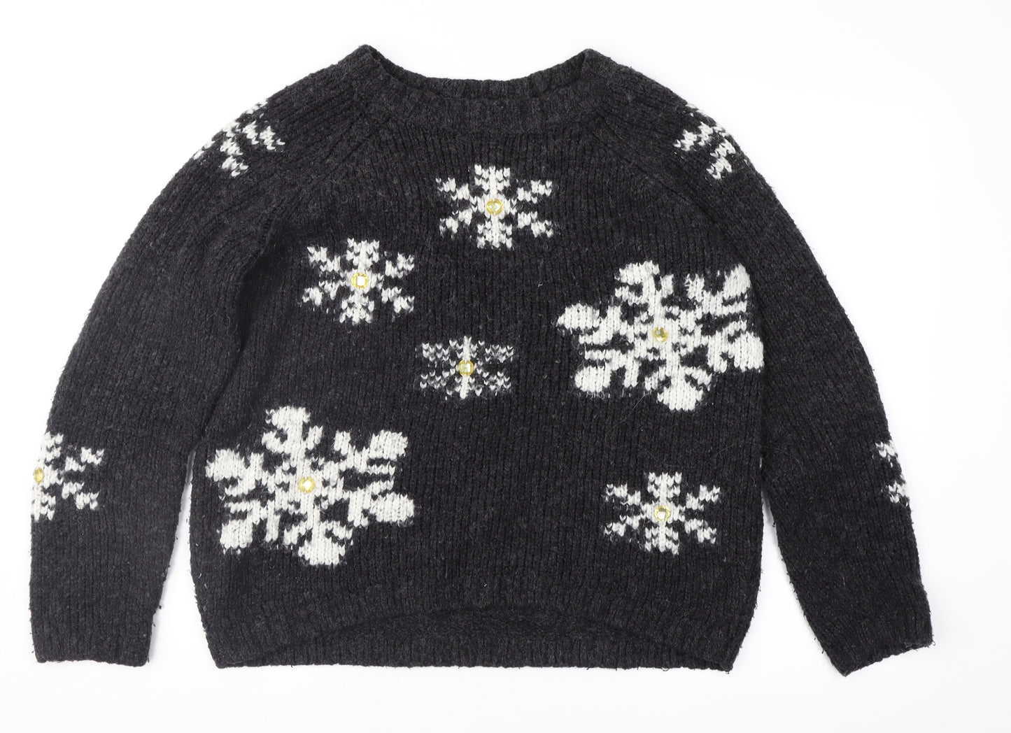 NEXT Womens Grey Geometric  Pullover Jumper Size 10  - Snowflake