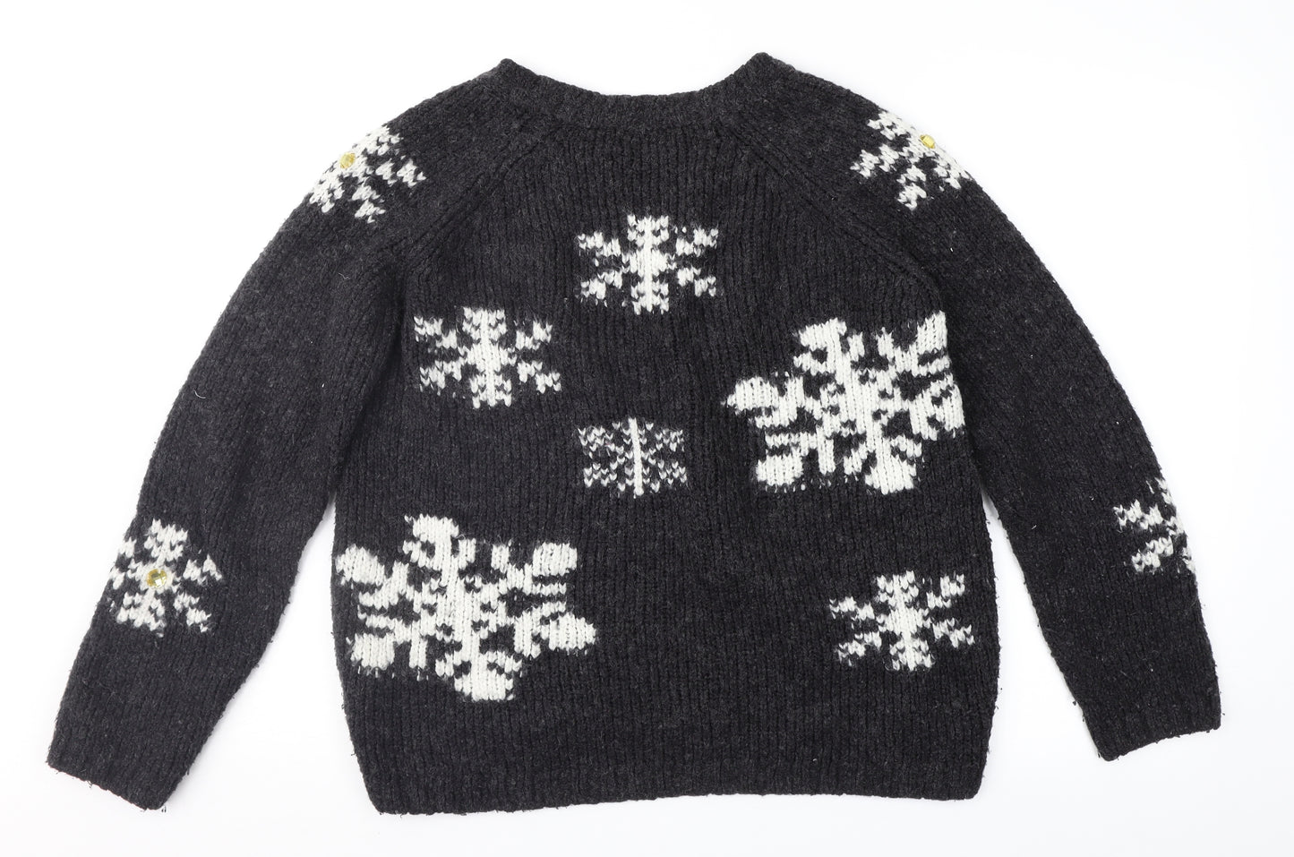 NEXT Womens Grey Geometric  Pullover Jumper Size 10  - Snowflake