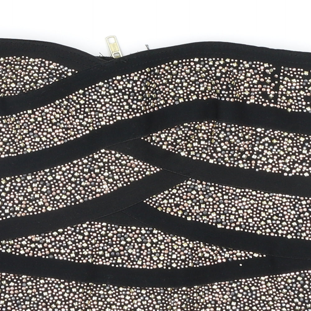 River Island Womens Black Geometric  Basic Blouse Size 8