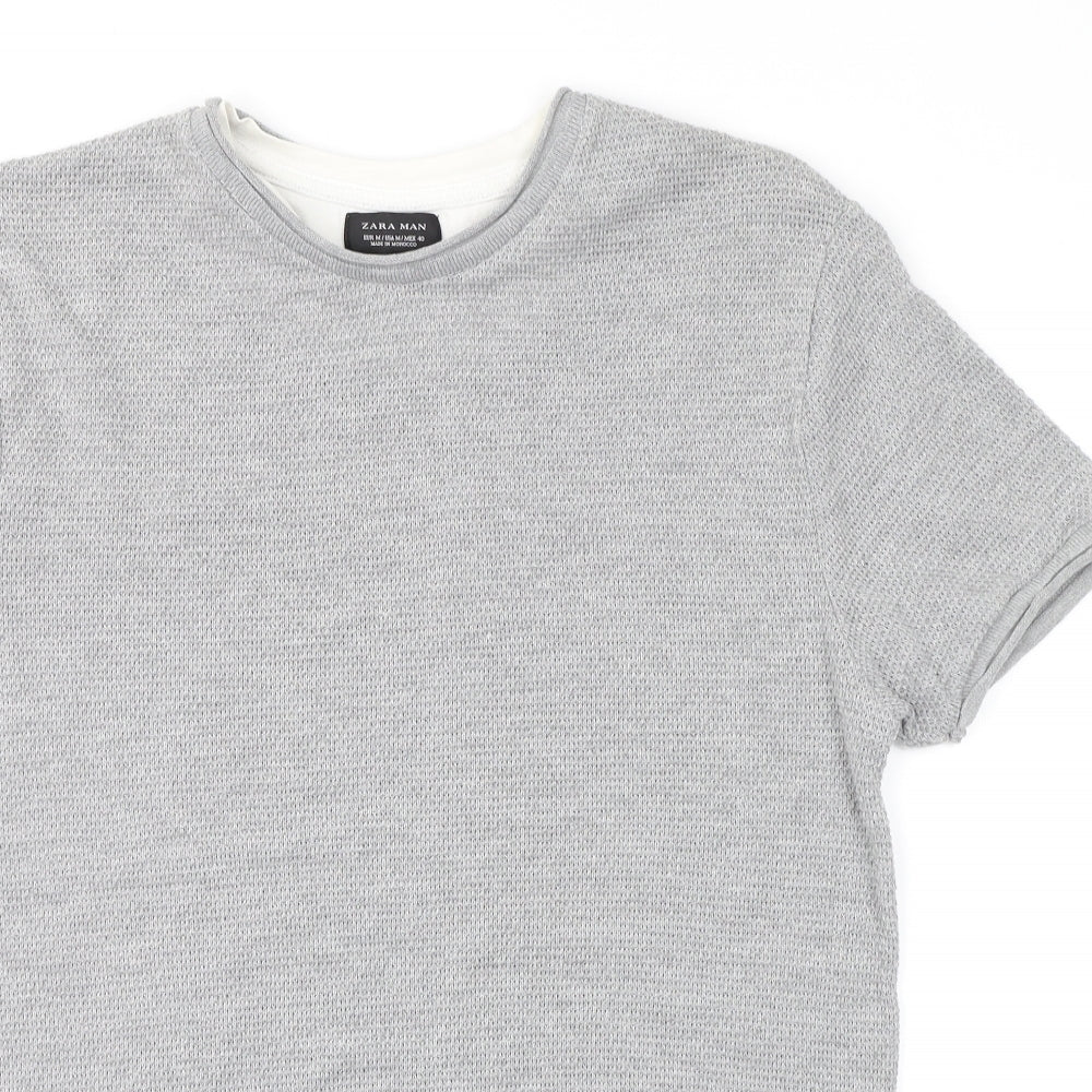 Zara Mens Grey    T-Shirt Size M