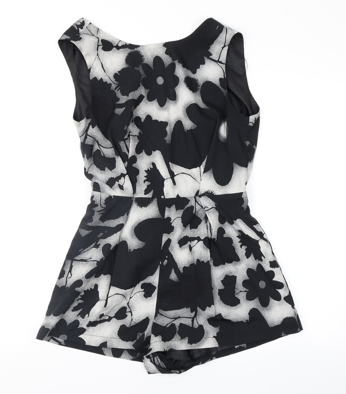Topshop Womens Black Floral  Playsuit One-Piece Size 6