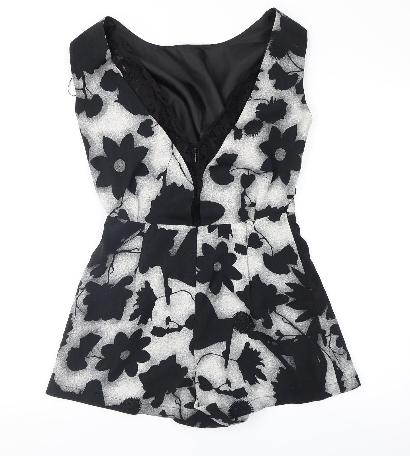 Topshop Womens Black Floral  Playsuit One-Piece Size 6