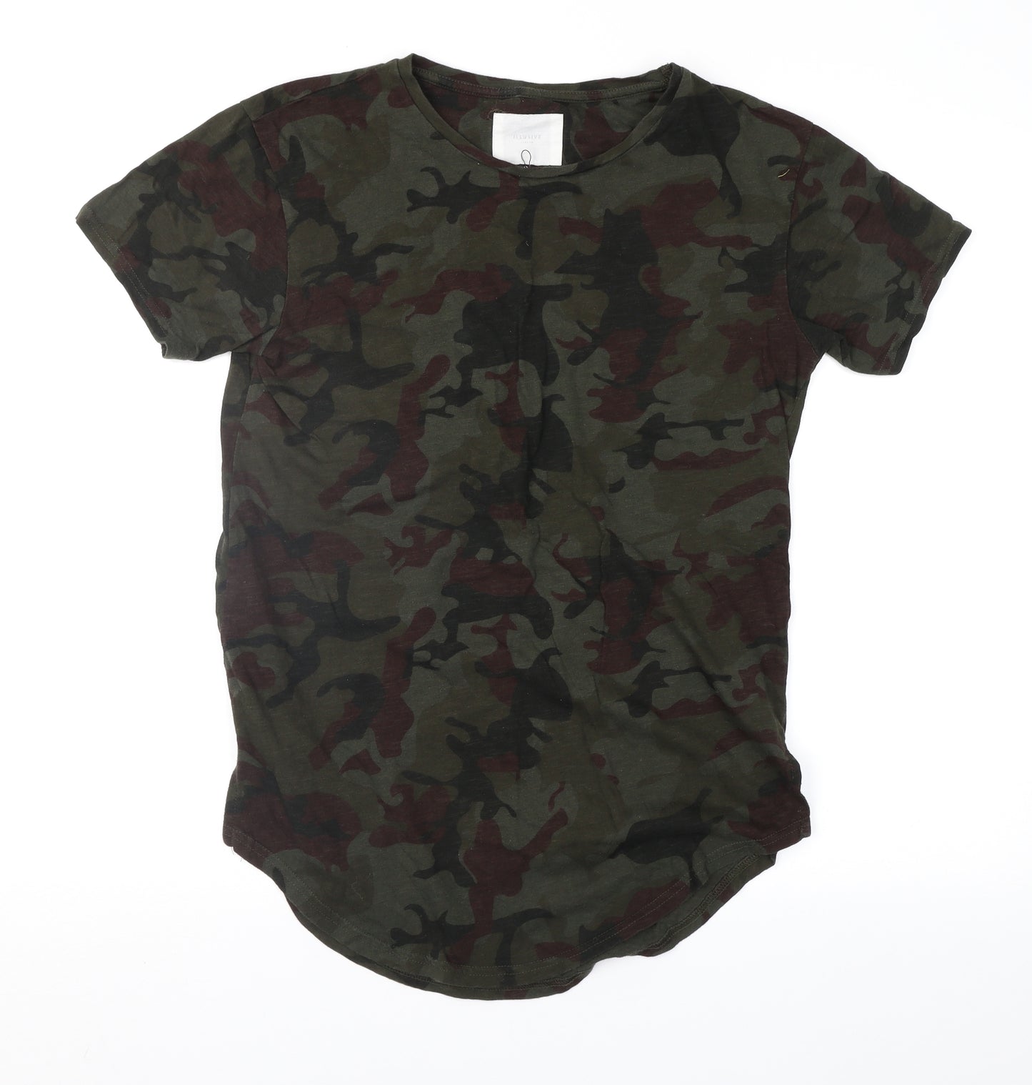 Illusive Womens Green Camouflage  Basic T-Shirt Size S