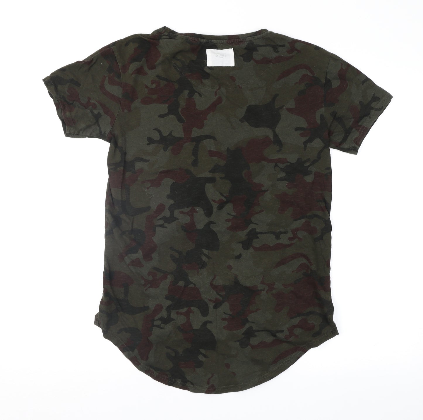 Illusive Womens Green Camouflage  Basic T-Shirt Size S