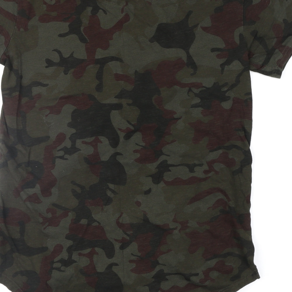 Illusive Womens Green Camouflage  Basic T-Shirt Size S
