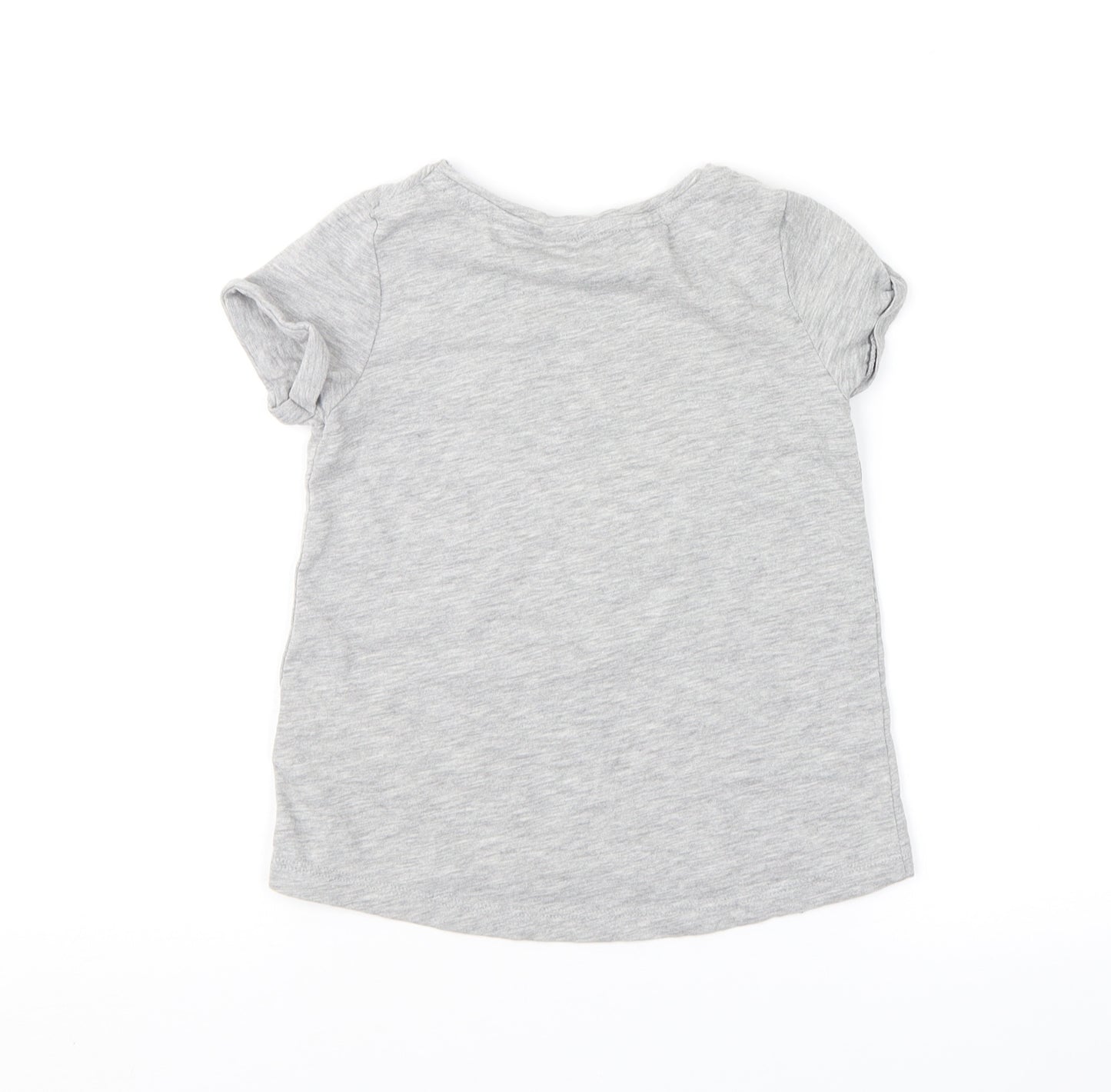 H&M Girls Grey   Basic T-Shirt Size 5-6 Years  - unicorn