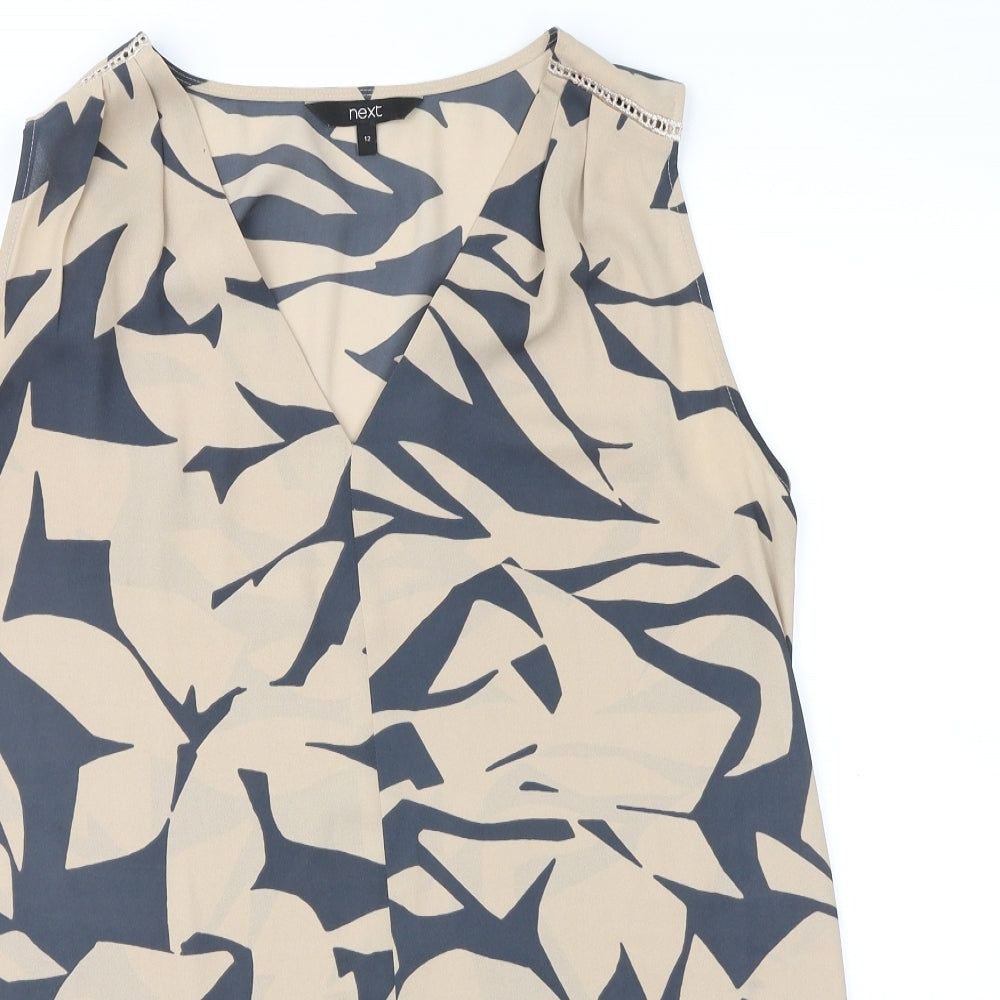 NEXT Womens Brown Geometric  Basic Blouse Size 12