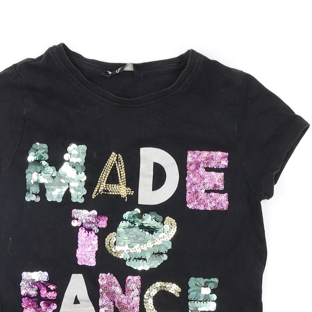 George Girls Black   Basic T-Shirt Size 6-7 Years