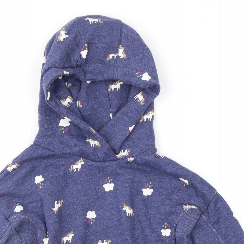 NEXT Girls Blue Geometric  Pullover Hoodie Size 5 Years