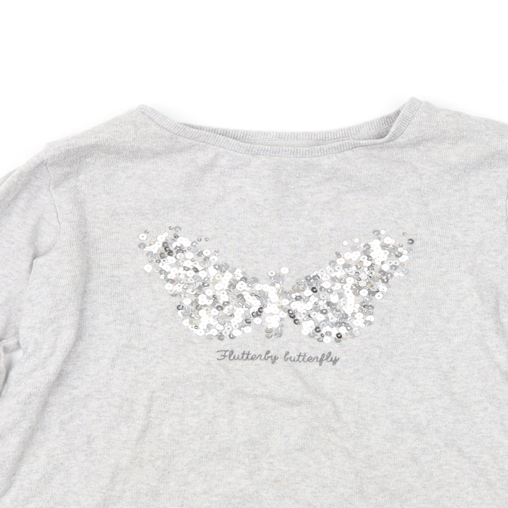 NEXT Girls Grey  Jersey Basic Blouse Size 5 Years