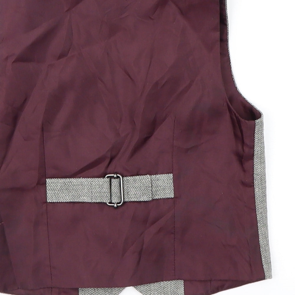 NEXT Boys Grey Herringbone  Jacket Waistcoat Size 6-9 Months