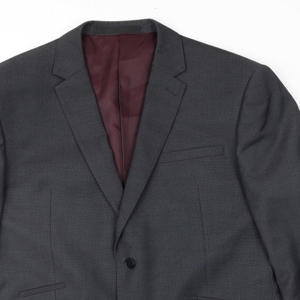 Marks and Spencer Mens Grey Striped  Jacket Suit Jacket Size 42