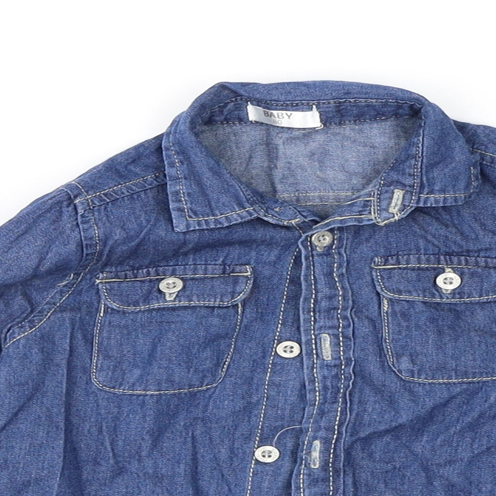 Baby Boys Blue   Basic Button-Up Size 9-12 Months