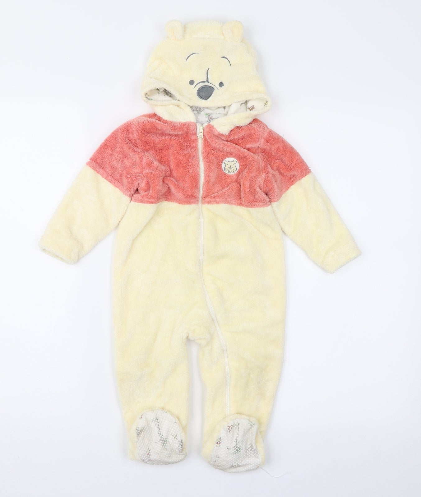 Disney Baby Baby Yellow Colourblock  Overcoat Snowsuit Size 9-12 Months  - Winnie the Pooh