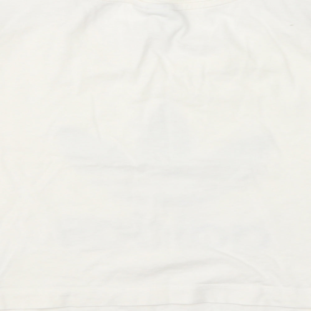 adidas Womens Ivory Geometric  Cropped T-Shirt Size 4