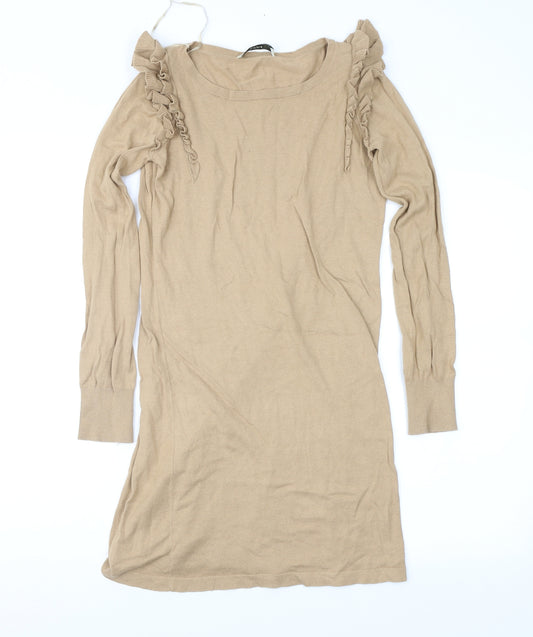 Front view of Oasis women’s brown jumper dress, size XS