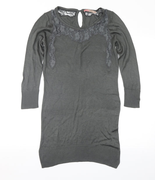 Front view of Saint Tropez Clothing women’s grey geometric jumper dress, size S
