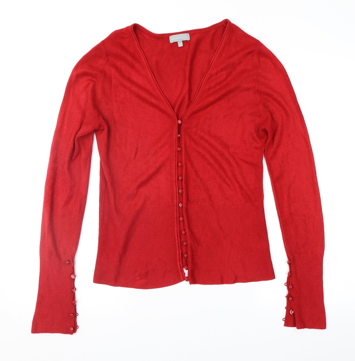 Per Una Womens Red   Cardigan Jumper Size 12