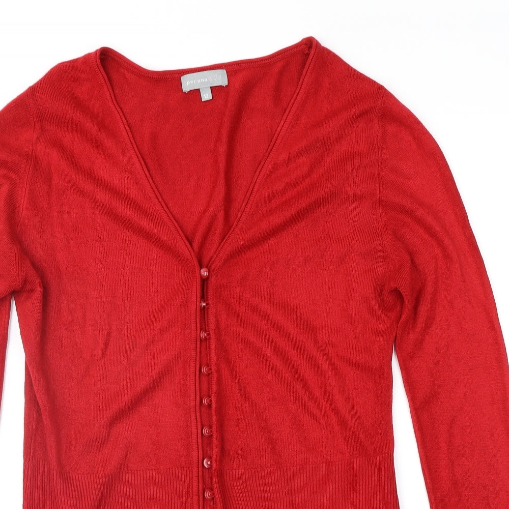 Per Una Womens Red   Cardigan Jumper Size 12