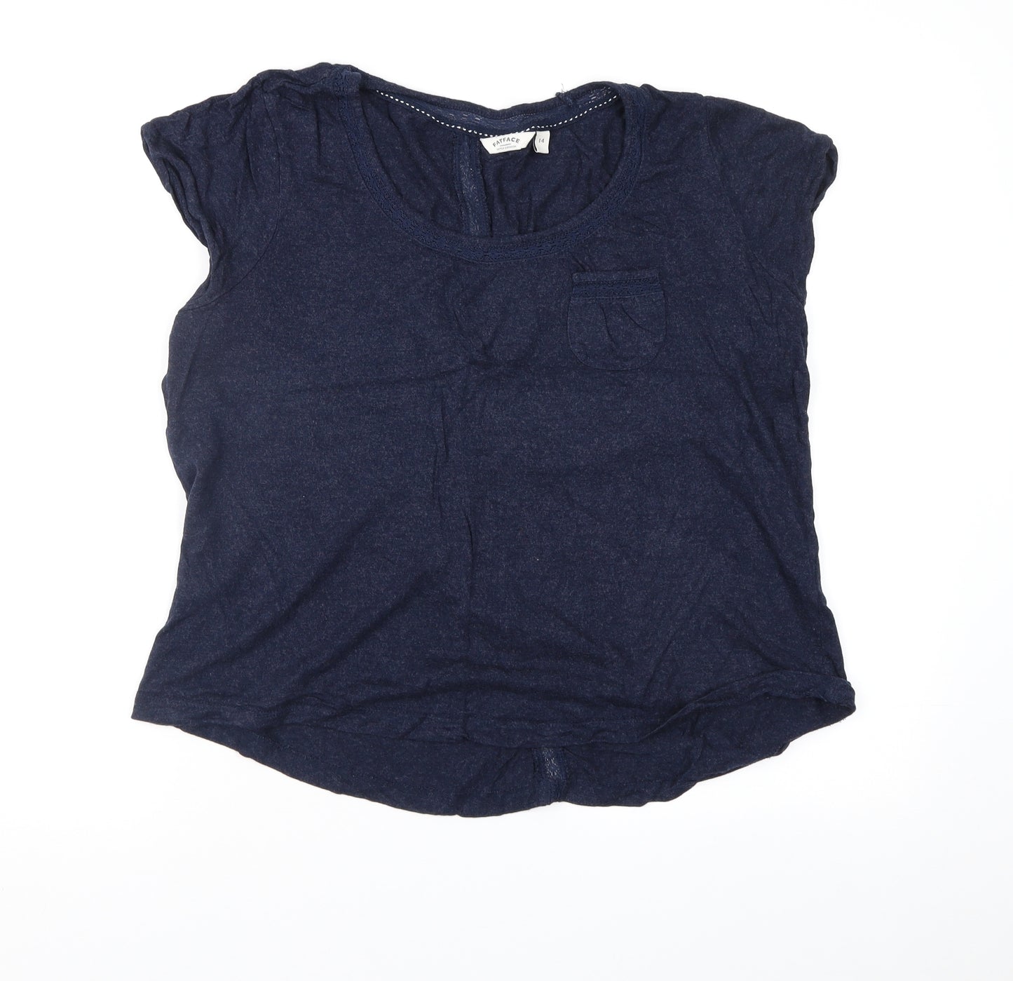 Fat Face Womens Blue Geometric  Basic T-Shirt Size 14