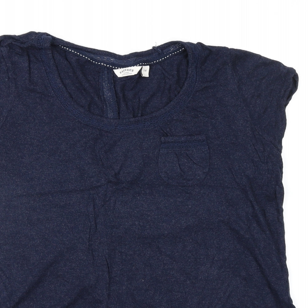 Fat Face Womens Blue Geometric  Basic T-Shirt Size 14
