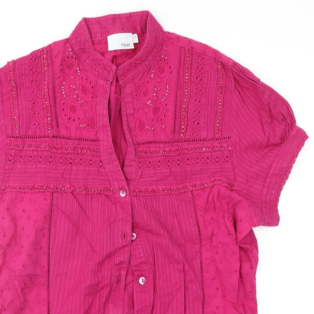 NEXT Womens Pink Geometric  Basic Blouse Size 10
