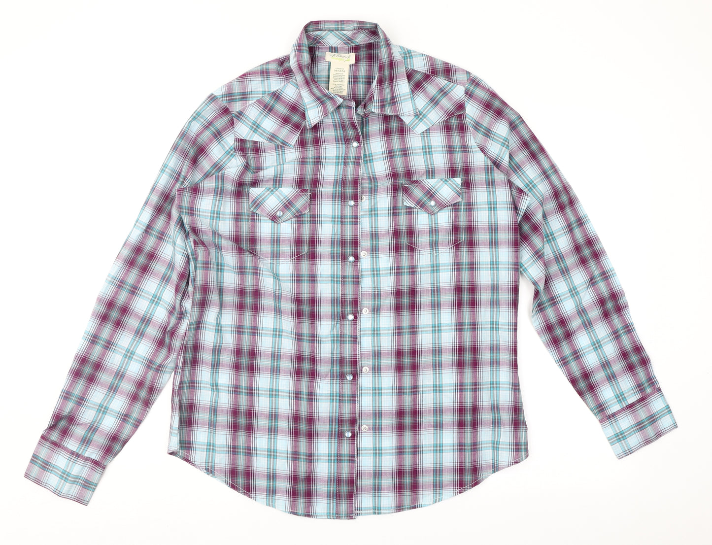 Wrangler Womens Purple Check  Basic Button-Up Size M