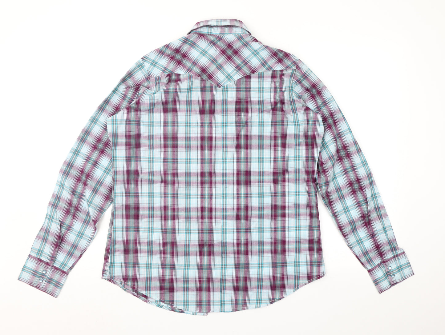 Wrangler Womens Purple Check  Basic Button-Up Size M