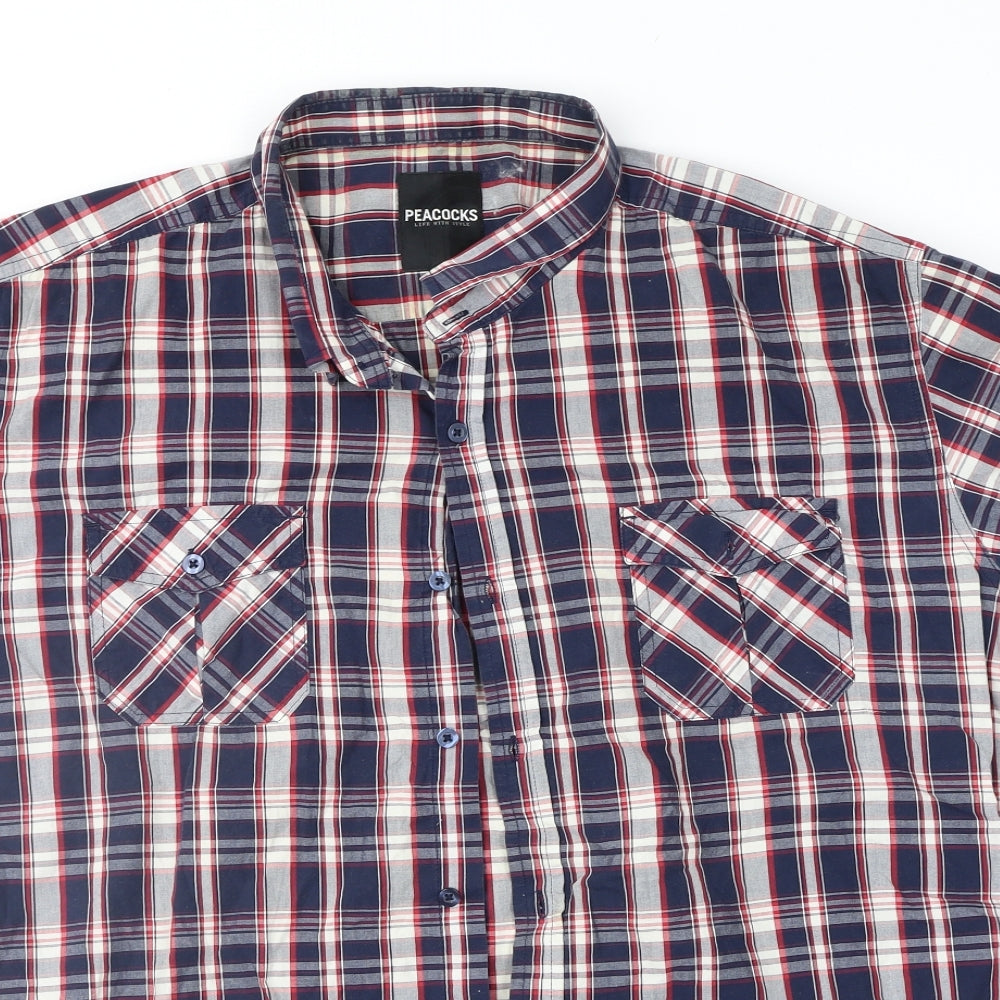 Peacocks Mens Blue Check   Button-Up Size 2XL