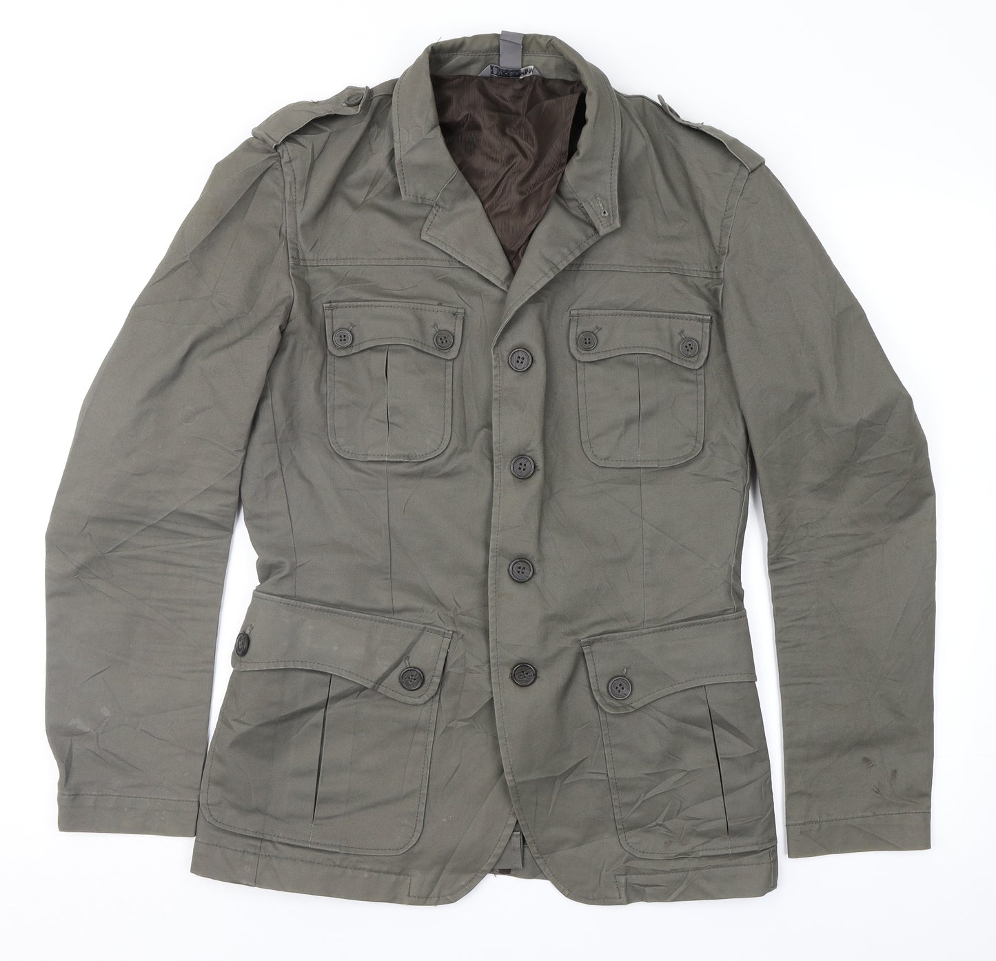 H&M Mens Green   Military Jacket Jacket Size M