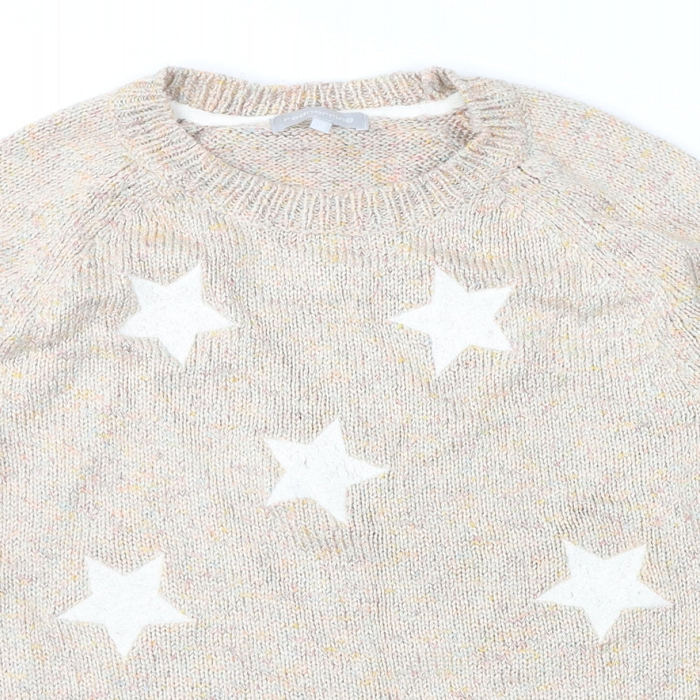 Red Herring Womens Beige Geometric  Pullover Jumper Size 16